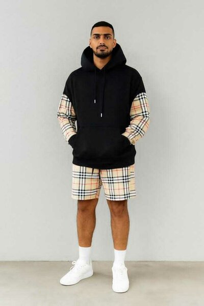 Ensemble Hoodie et Short à Carreaux