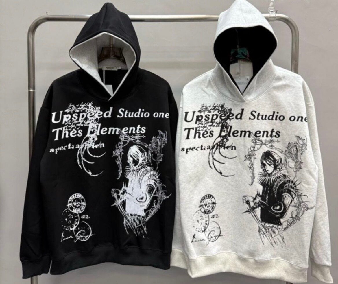 Sweat à Capuche Imprimé Moderne