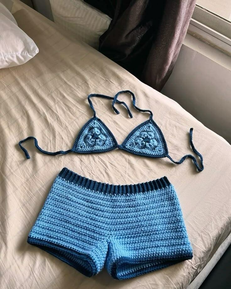 Maillot de Bain Crochet Bleu
