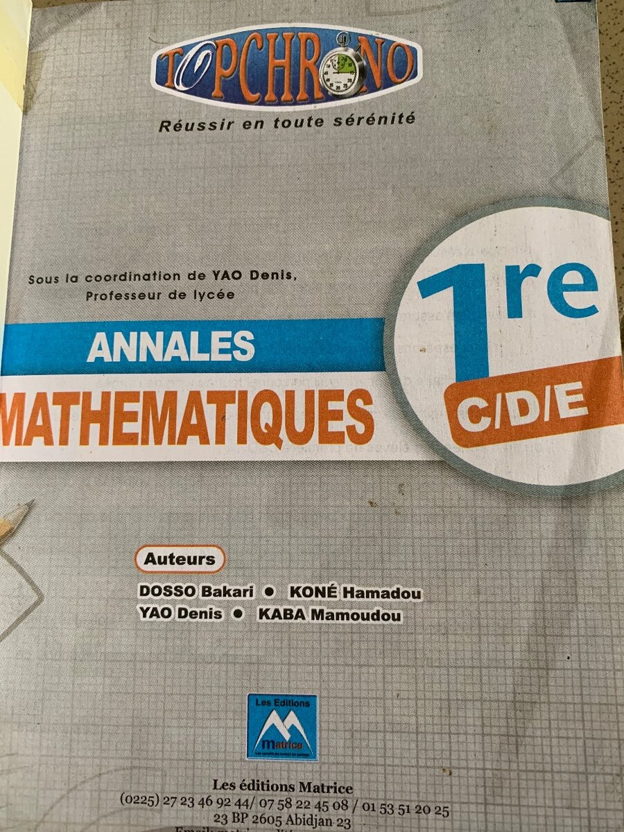 Annales Maths 1ère C/D/E