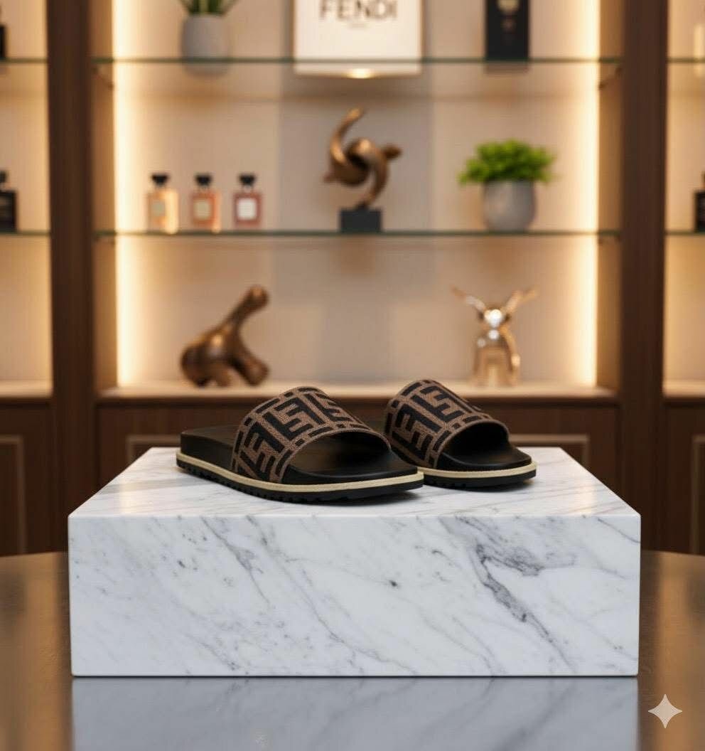 Tongs de luxe en cuir Fendi