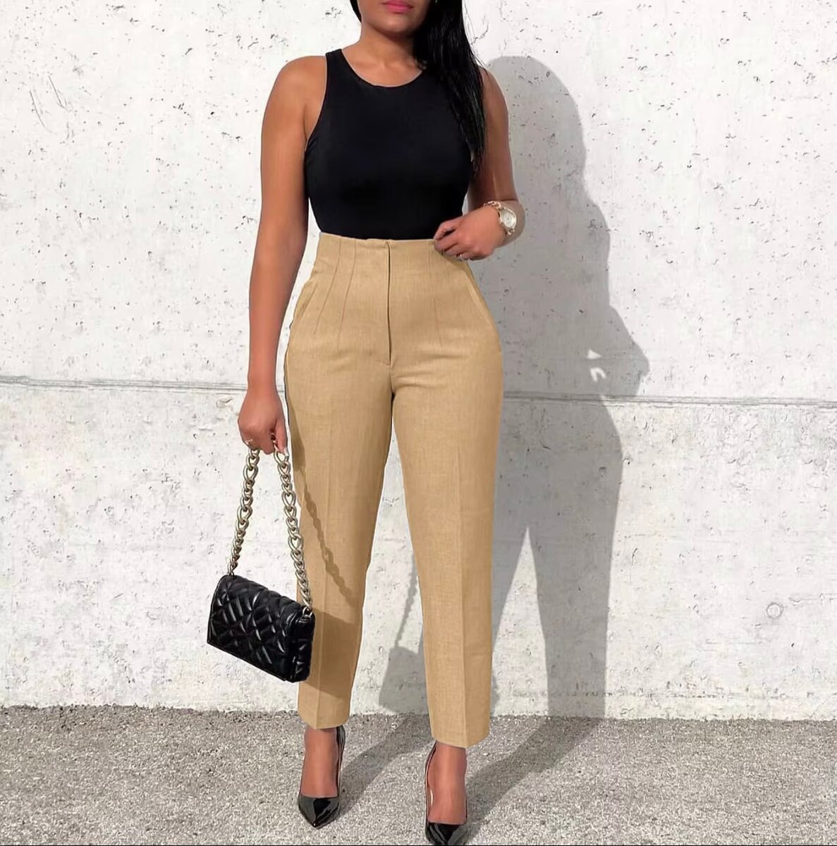 Pantalon taille haute élégant