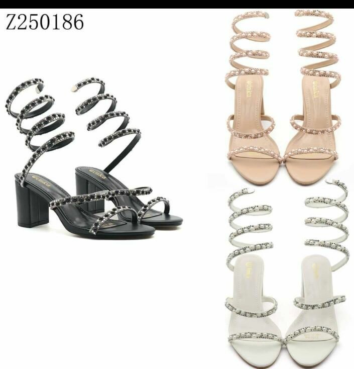 Sandales à talons spirales strass