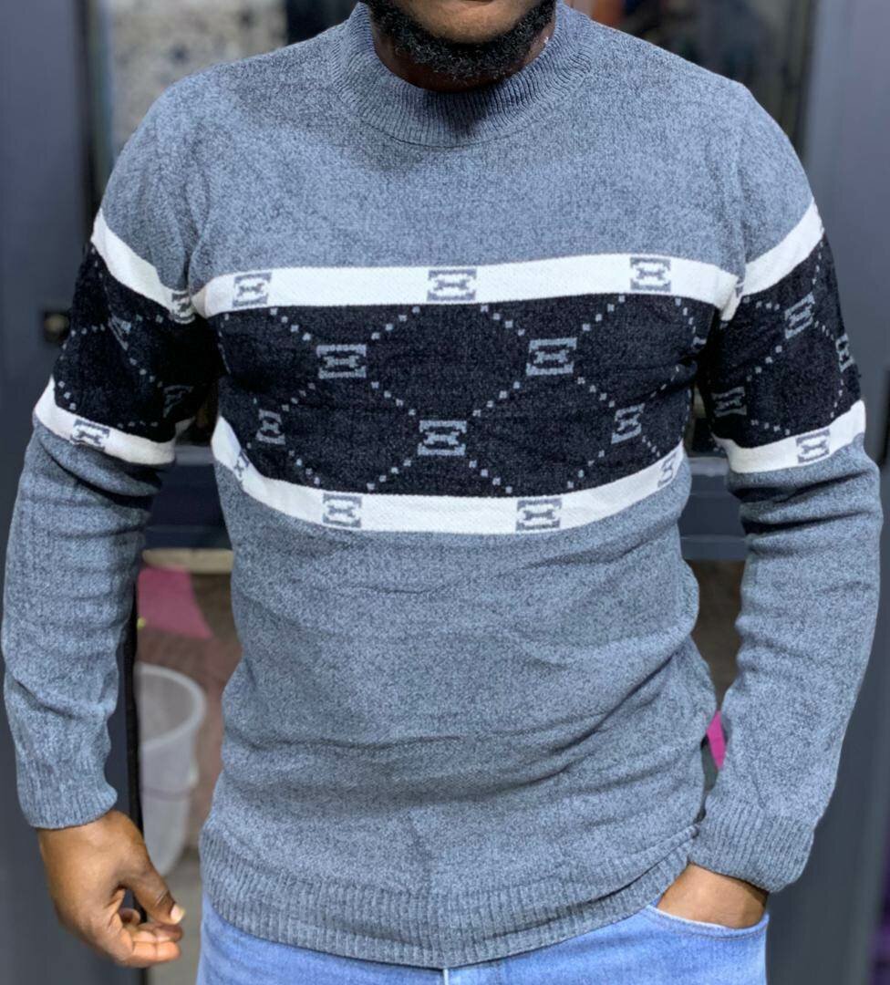 Pull tricoté motif géométrique