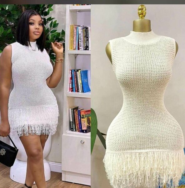 Robe en maille frangée