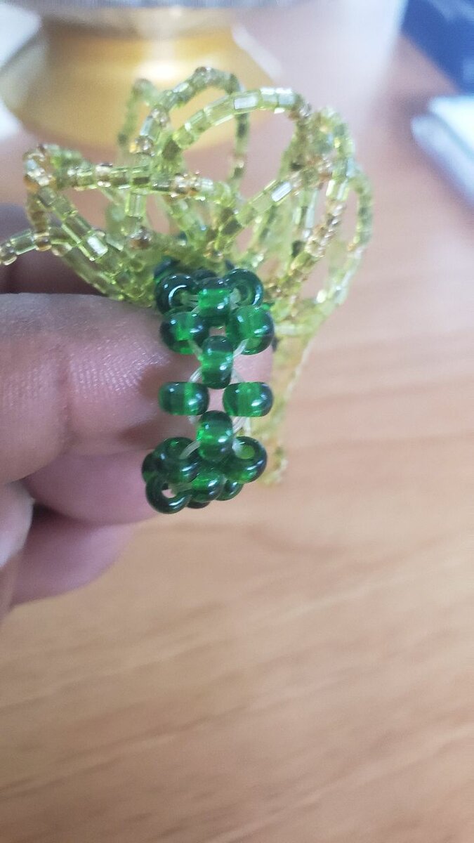 Bague en perles d'occasion vert