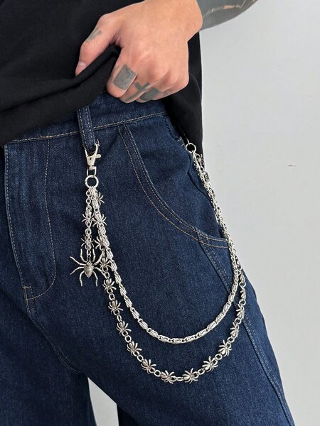 Chaîne de pantalon rock argentée