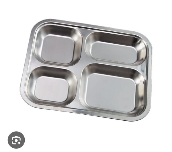 Plateau en inox à 4 compartiments