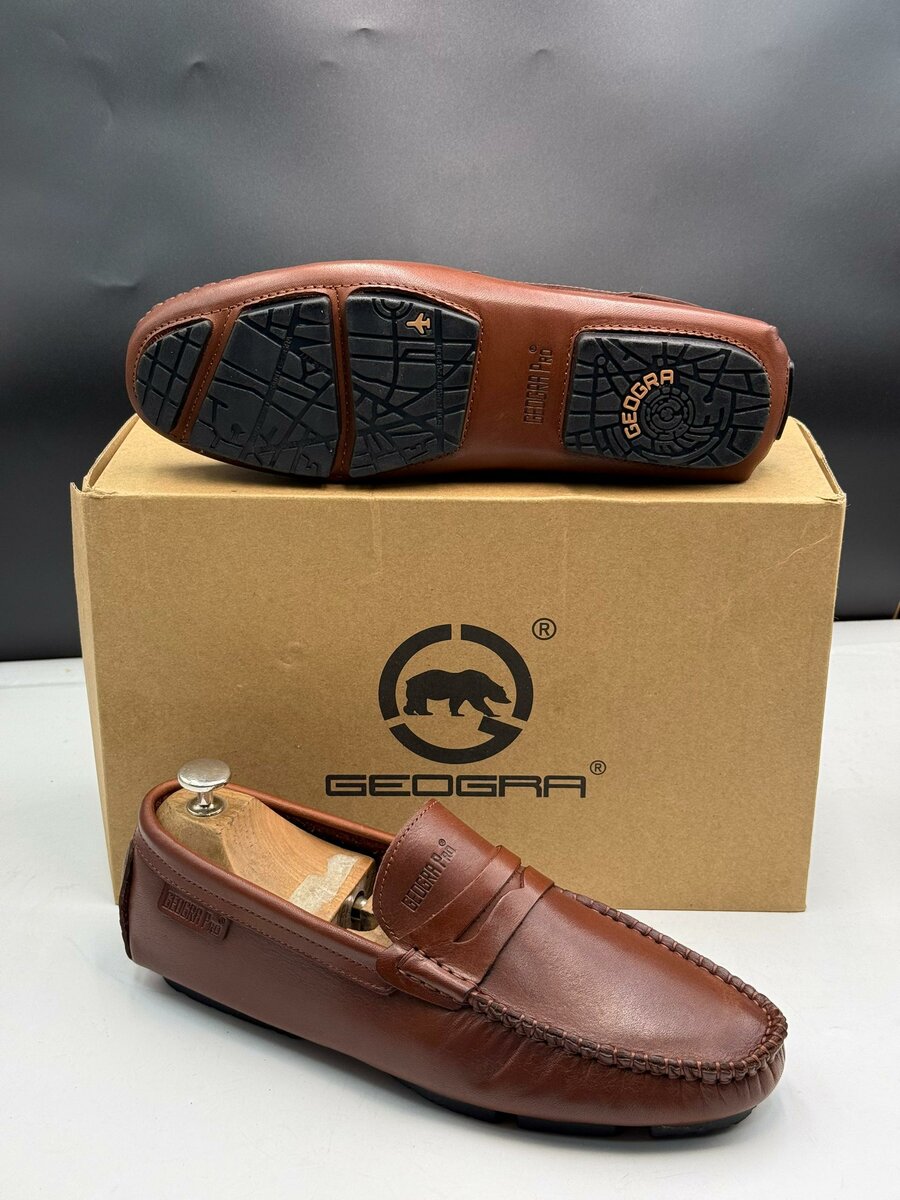 Chaussures homme GEogra en cuir marron