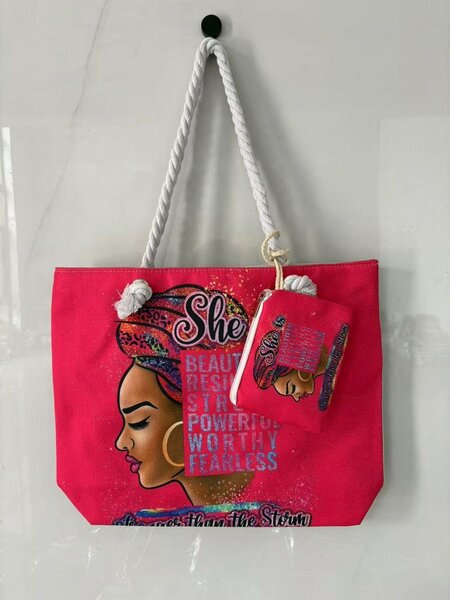 Sac à main en toile rose