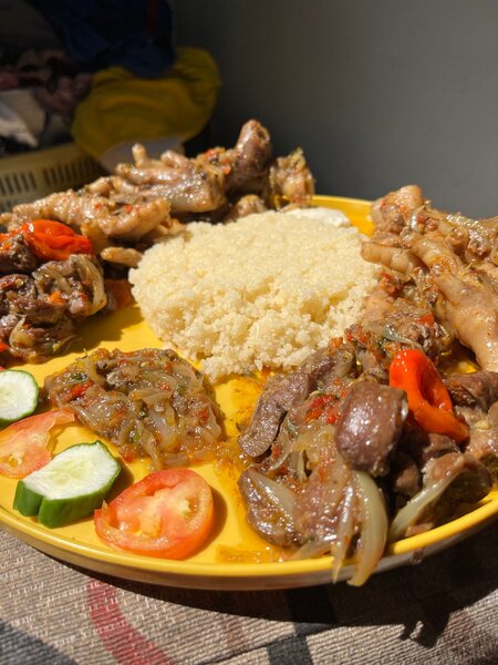 Patte de poulet sauté+rogon