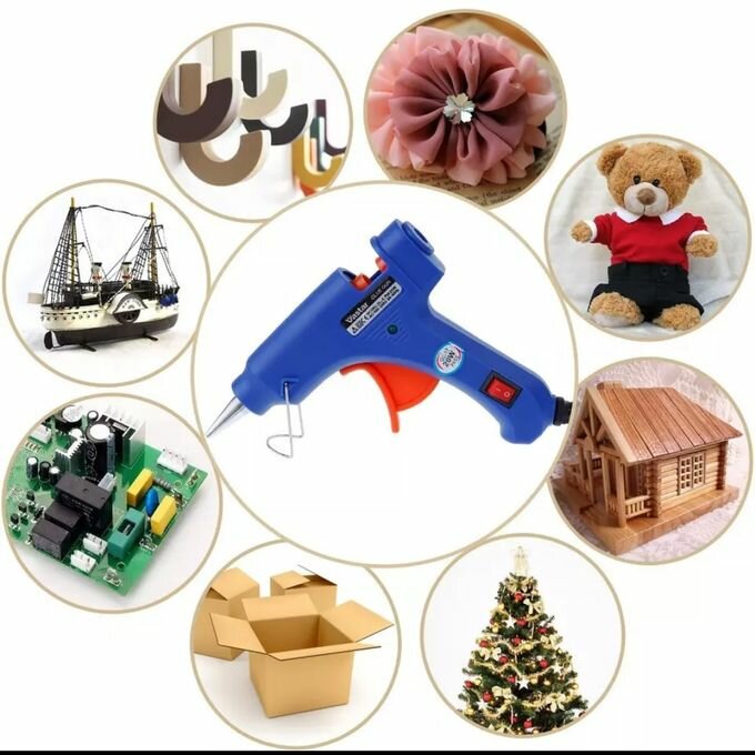 Pistolet à Colle Chaude 20W Fourni Avec 10 Bâtons De Colle - Bleu