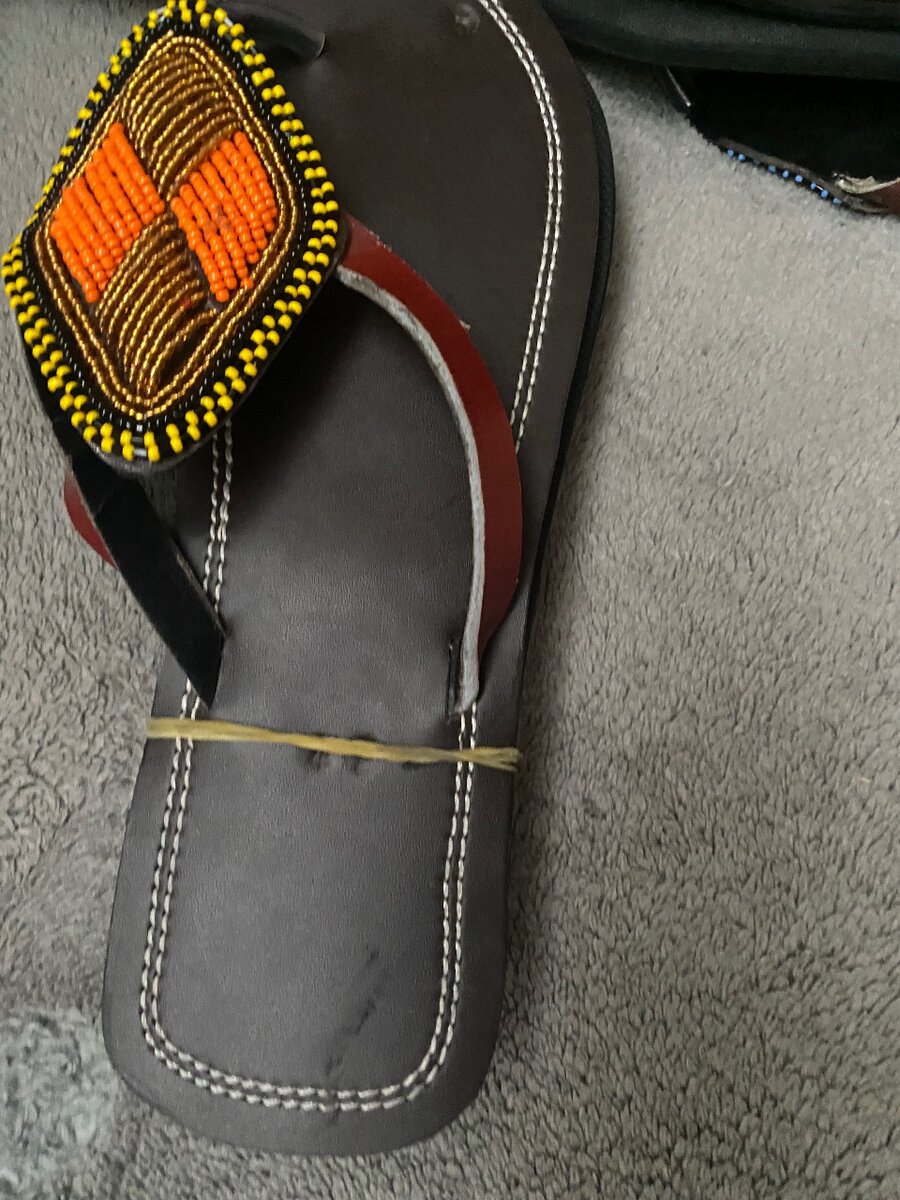 beaded leather slippers
