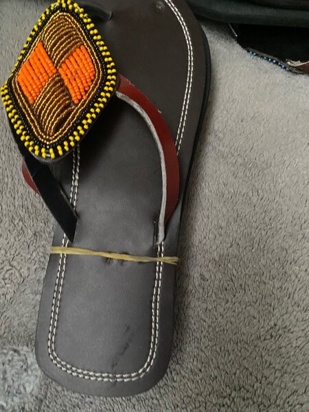 beaded leather slippers