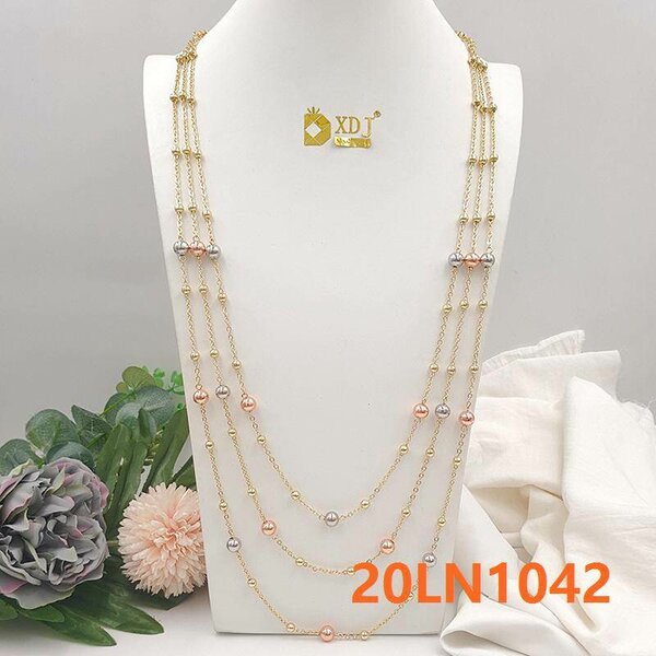 Sautoir double perles dorées