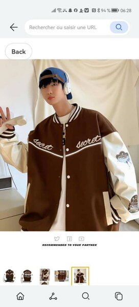 Veste Lettre Streetwear Unisexe