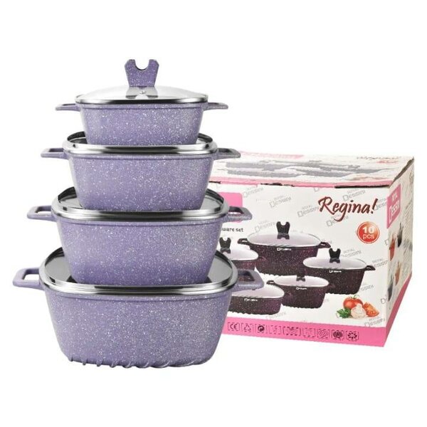 Casseroles Regina 10 pièces en marbre violet