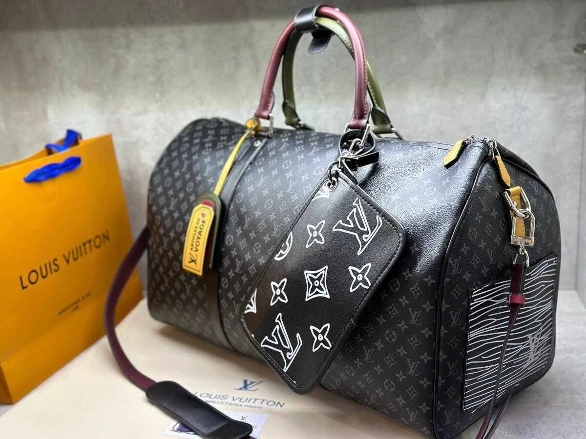 LV дорожная сумка канва кожа