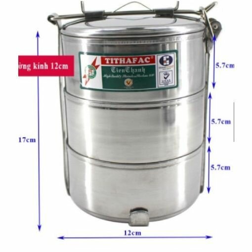 Tithafac - Récipient à 3 Niveaux en Acier Inoxydable