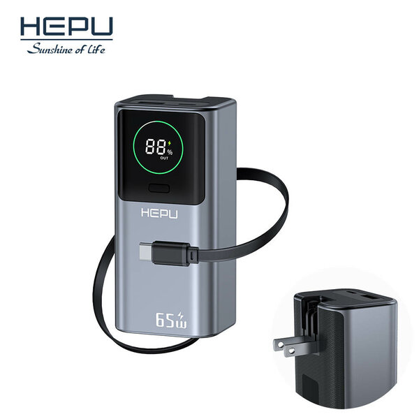 Chargeur HEPU 65W USB-C 3-en-1
