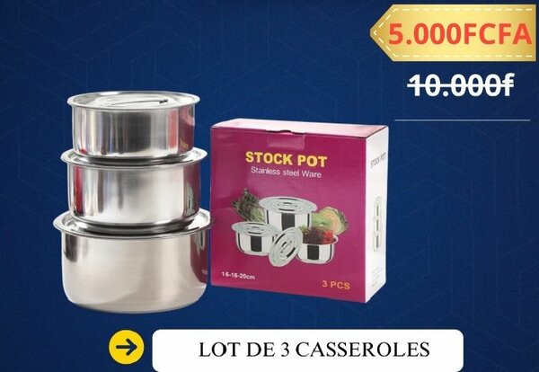 Ensemble de 3 Casseroles Inox