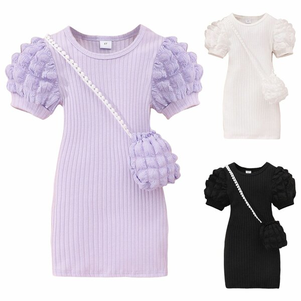 Robe moulante et sac sur le côté pour fillette