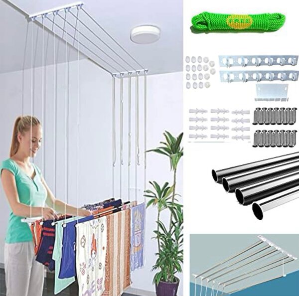 étendoir à Linge Suspendu au Plafond 7 Barres (Largeur 59 cm