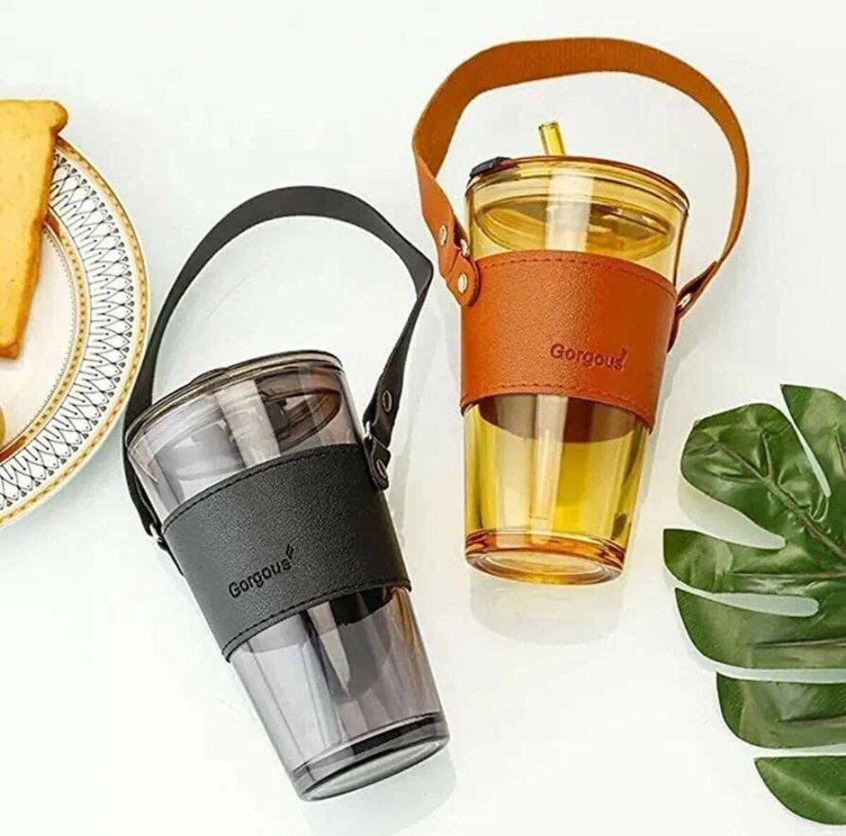 Glass cup with handle