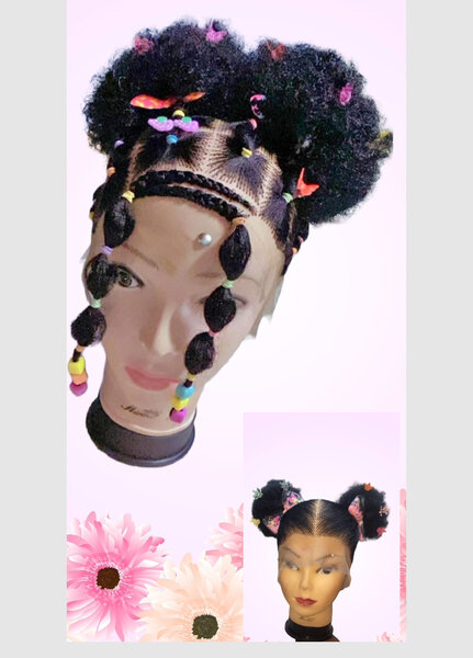 Perruque Afro avec Perles enfa