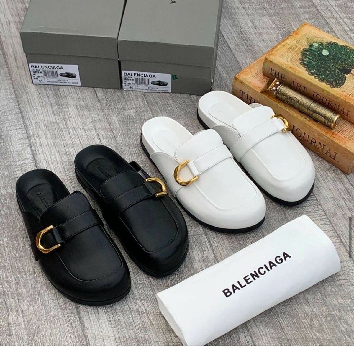 Mules Balenciaga en cuir blanc