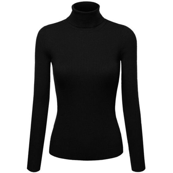 Chic Pull Col Roulé Noir Femme