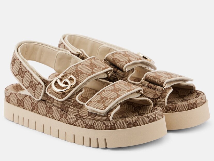 GUCCI New Marmont GG leather-trimmed sandals