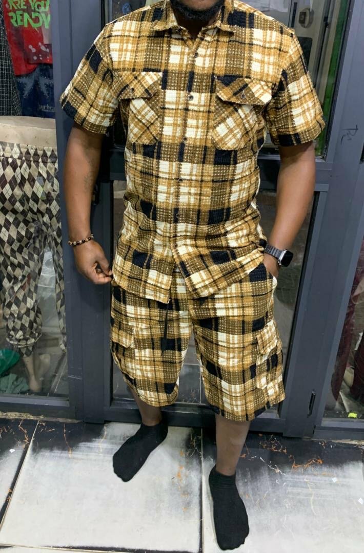 Set de Chemise et Short à Carreaux Homme