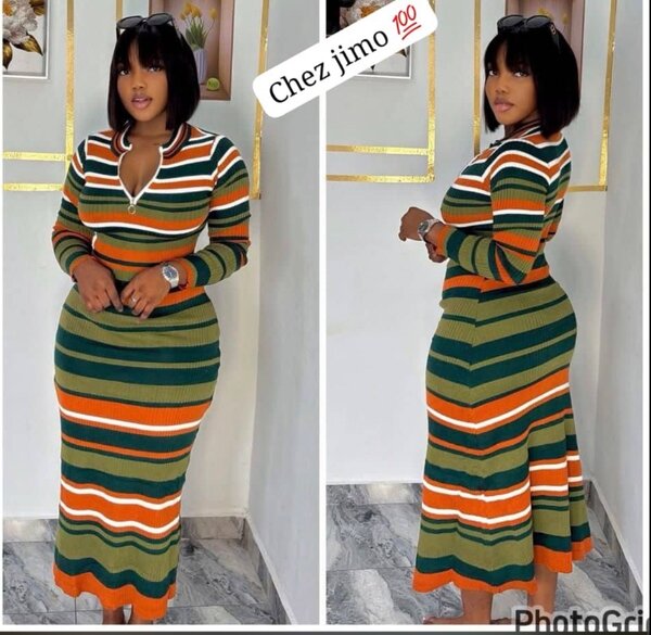 Robe rayée longue élégante