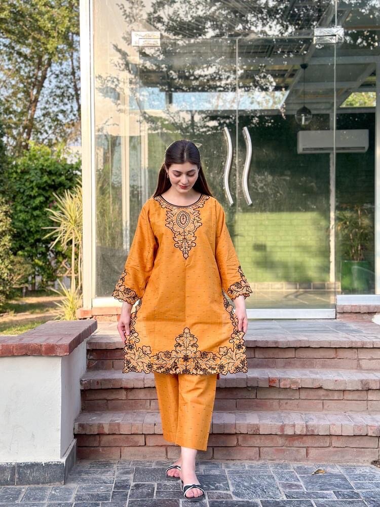2 Pc Embroidered Stiched Lawn