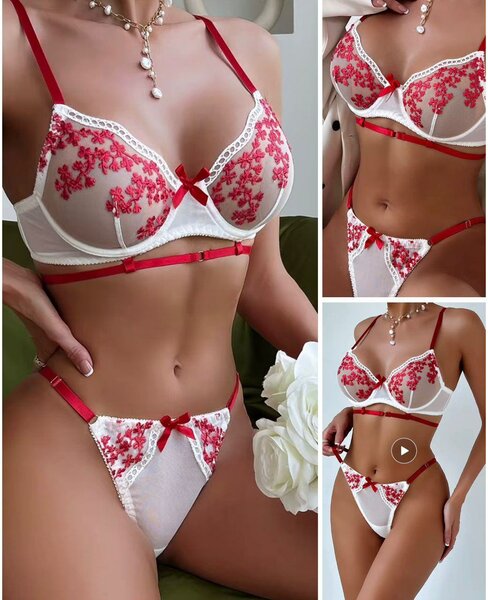 Ensemble lingerie rouge et blanc
