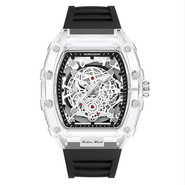 Montre mécanique transparente homme