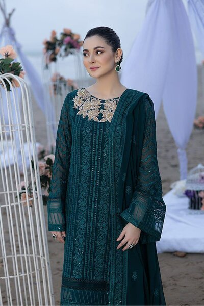Chiffon dress unstitch 3 pc