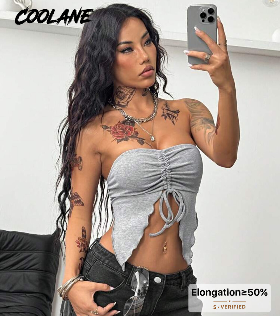 Top bustier gris tendance