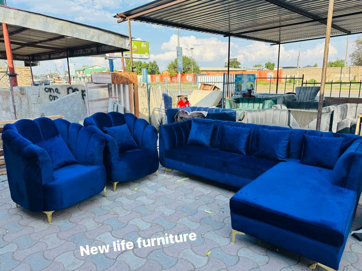 Sofa L shape + 2 accent chairs.