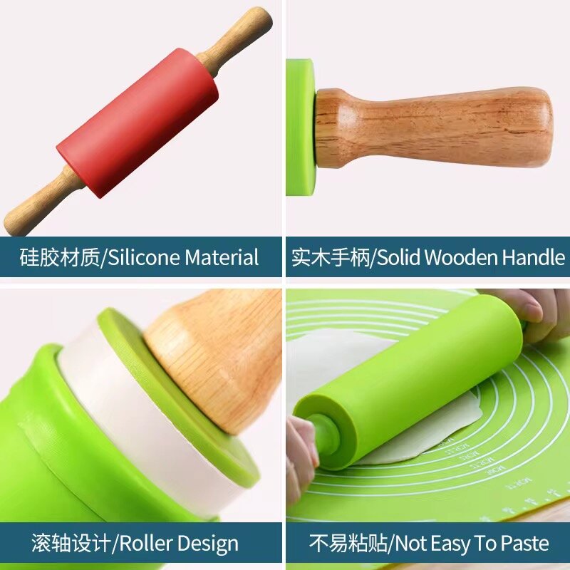 Rouleau à pâtisserie en silicone coloré