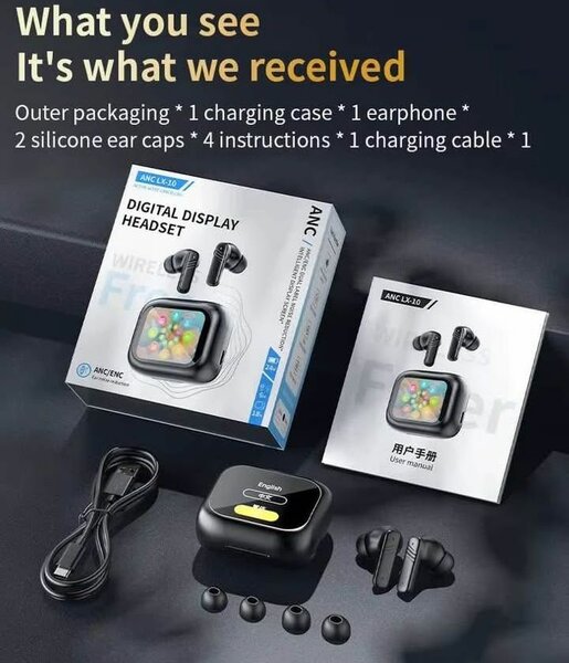 Écouteurs sans fil ANC avec affichage numérique