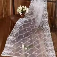 Soft Net Embroidered Dupatta - White and Black for Girls and Women
