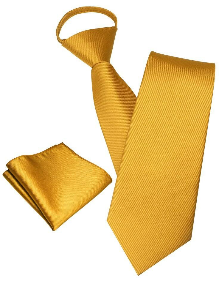 Cravate dorée avec pochette