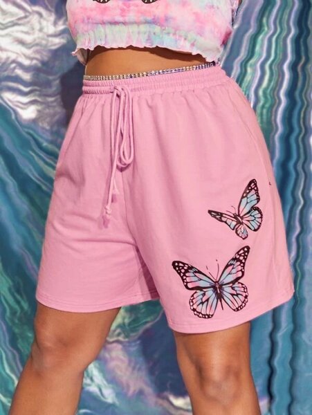 Short rose avec papillons