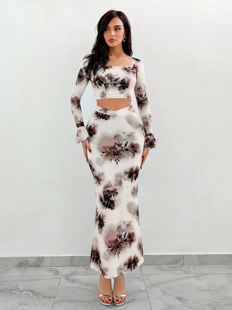 Robe longue élégante fleurie