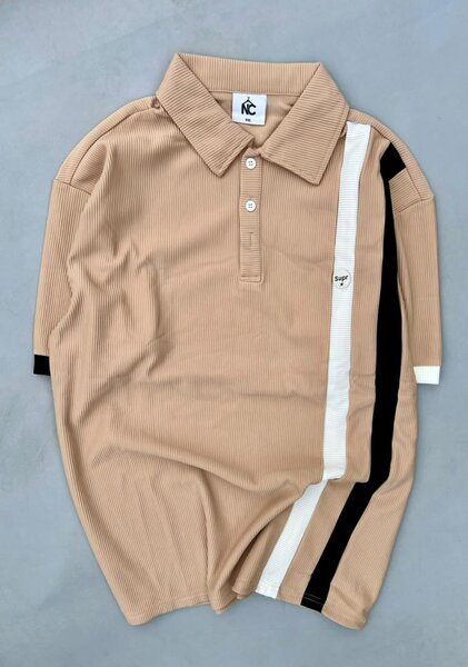 Polo tendance à rayures unisexes