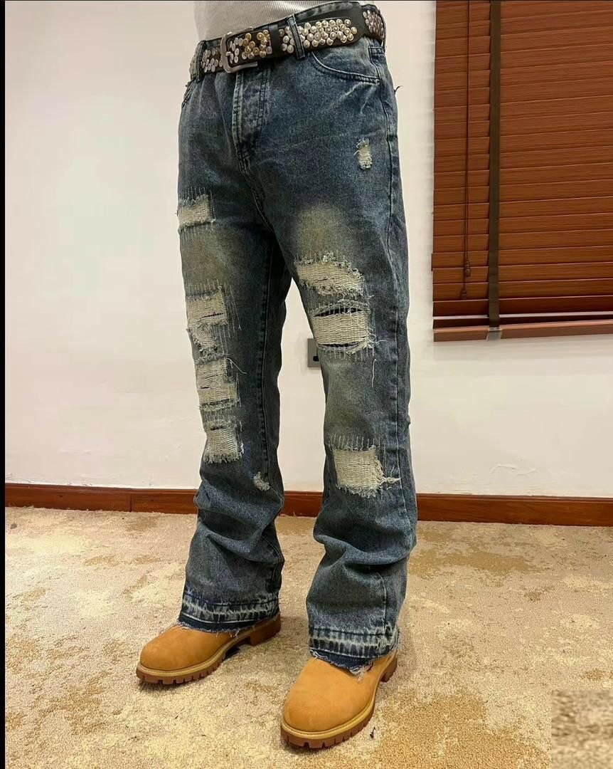 Jeans décontractés déchirés homme