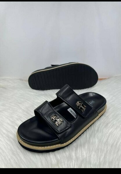 Mules noires avec double bride métal