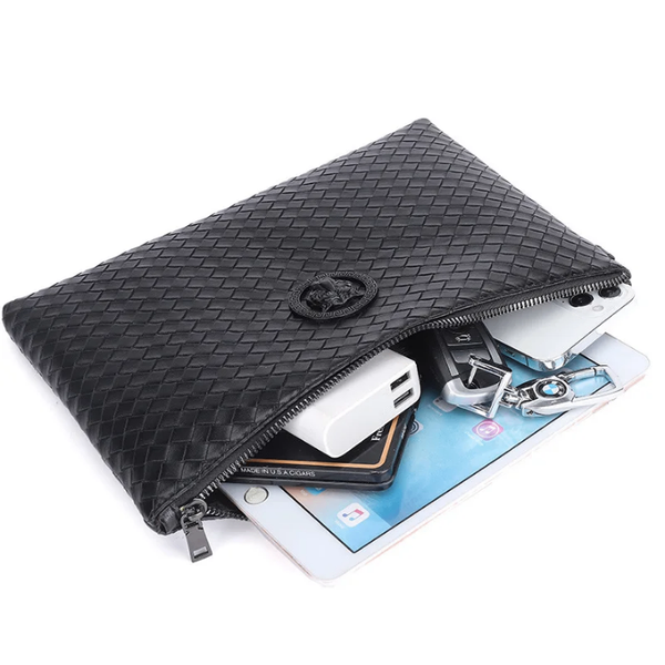 Pochette en cuir tressé élégante